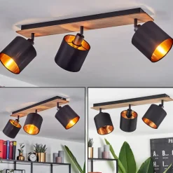 Plafonnieralsen Bois Fonce, Noir, 3 Lumieres