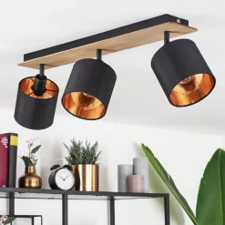 Plafonnieralsen Bois Fonce, Noir, 3 Lumieres