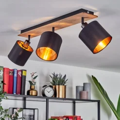 Plafonnieralsen Bois Fonce, Noir, 3 Lumieres