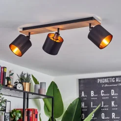 Plafonnieralsen Bois Fonce, Noir, 3 Lumieres