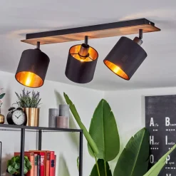 Plafonnieralsen Bois Fonce, Noir, 3 Lumieres