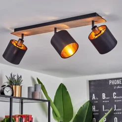 Plafonnieralsen Bois Fonce, Noir, 3 Lumieres
