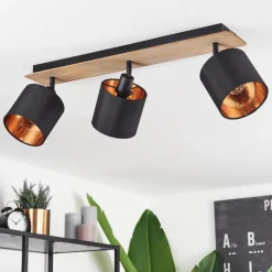 Plafonnieralsen Bois Fonce, Noir, 3 Lumieres