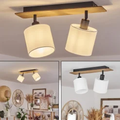 Plafonnieralsen Bois Fonce, Noir, 2 Lumieres