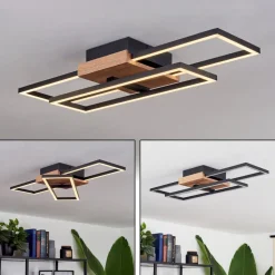 Plafonnieravelal Led Bois Clair, Couleur Bois, Noir, 1 Lumiere