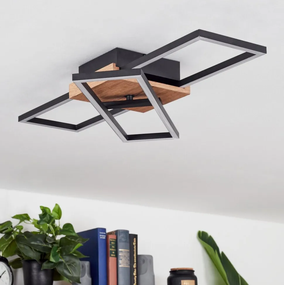 Plafonnieravelal Led Bois Clair, Couleur Bois, Noir, 1 Lumiere