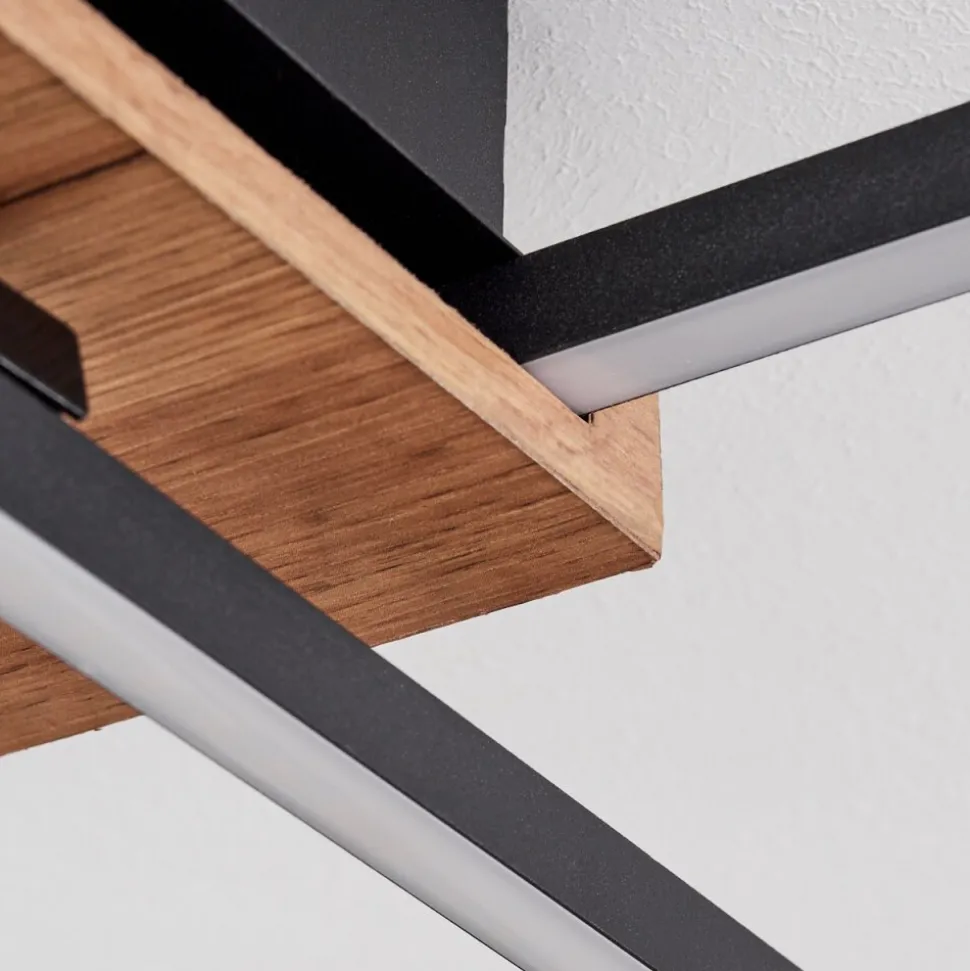 Plafonnieravelal Led Bois Clair, Couleur Bois, Noir, 1 Lumiere