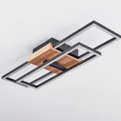 Plafonnieravelal Led Bois Clair, Couleur Bois, Noir, 1 Lumiere