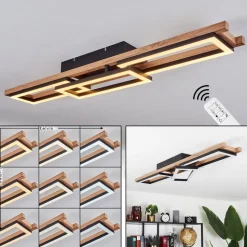 Plafonnierayajasco Led Brun, Couleur Bois, Noir, 1 Lumiere
