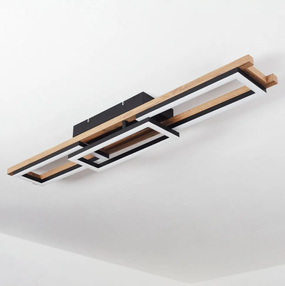Plafonnierayajasco Led Brun, Couleur Bois, Noir, 1 Lumiere