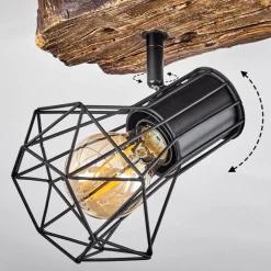 Plafonnierbardhaman Brun, Couleur Bois, Noir, 4 Lumieres