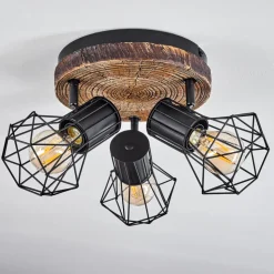 Plafonnierbardhaman Brun, Couleur Bois, Noir, 3 Lumieres
