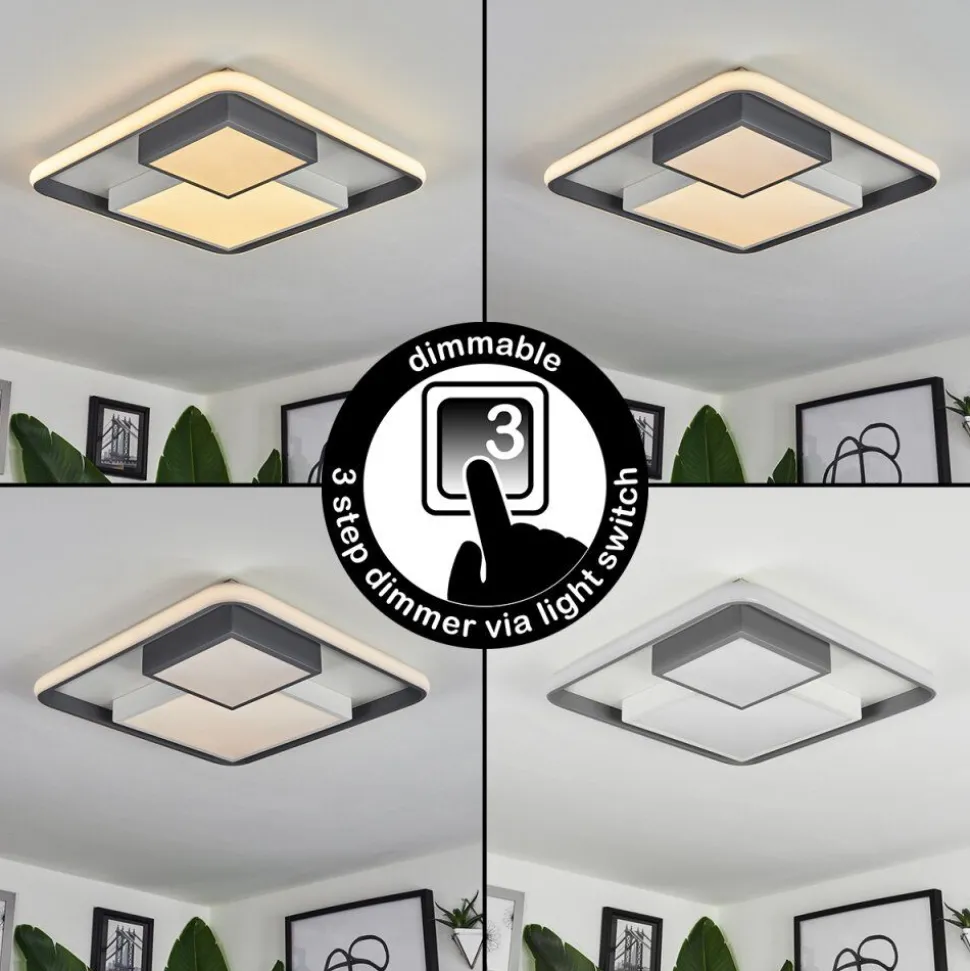 Plafonniercasqueira Led Gris, Blanc, 1 Lumiere