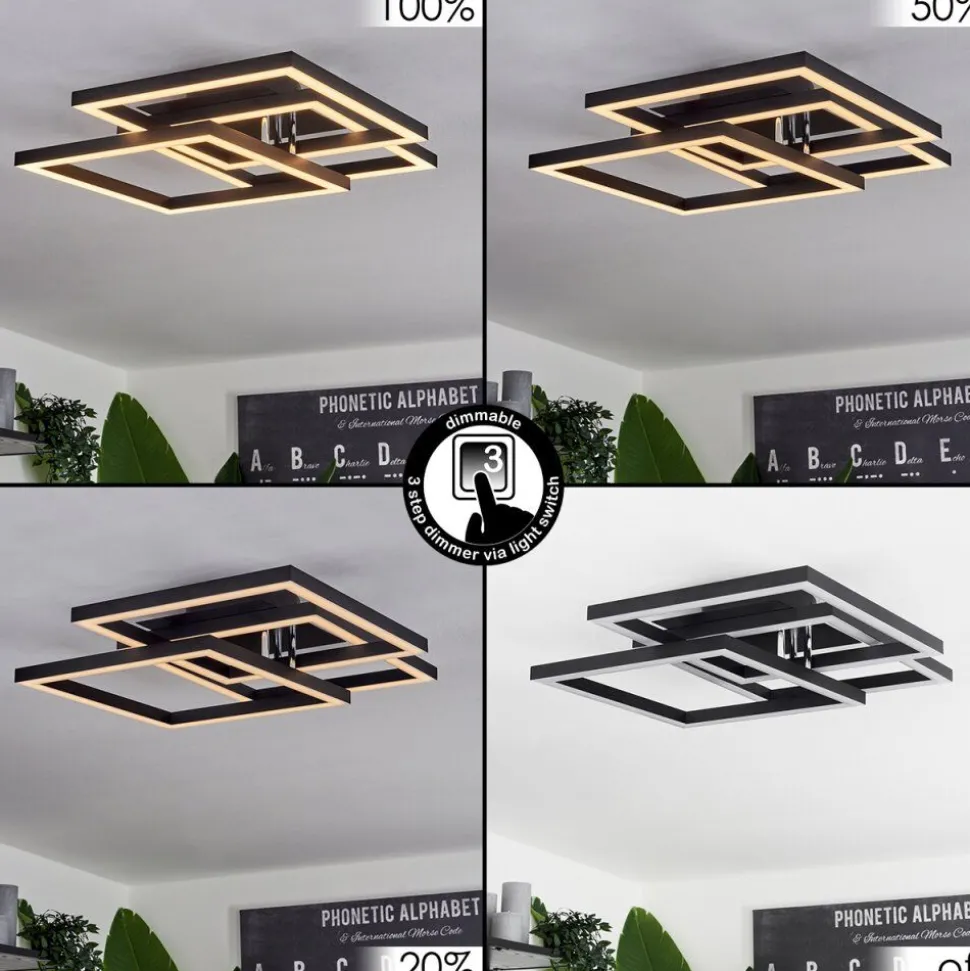 Plafonniercavareno Led Noir, 1 Lumiere