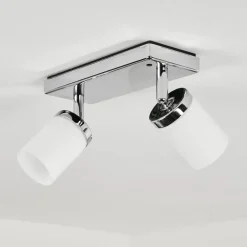 Plafonniercerejeiras Led Chrome, 2 Lumieres, Telecommandes, Changeur De Couleurs