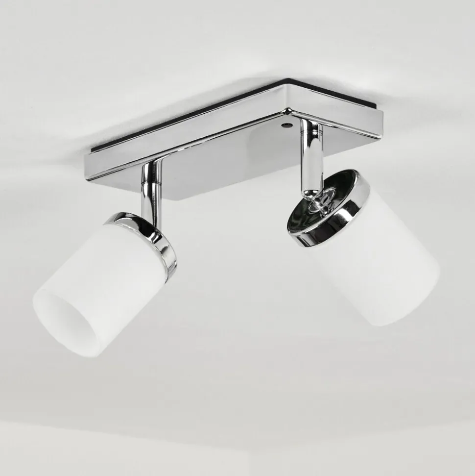 Plafonniercerejeiras Led Chrome, 2 Lumieres, Telecommandes, Changeur De Couleurs