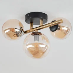 Plafonnierchehalis Led Laiton, Noir, 3 Lumieres
