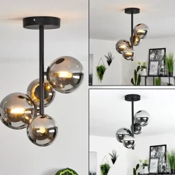 Plafonnierchehalis Noir, 4 Lumieres