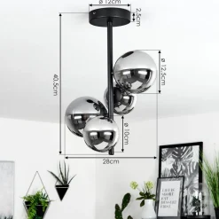 Plafonnierchehalis Noir, 4 Lumieres