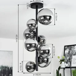 Plafonnierchehalis Noir, 8 Lumieres