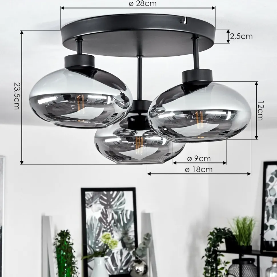 Plafonnierhaikala Noir, 3 Lumieres