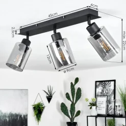 Plafonnierhunouri Noir, 3 Lumieres