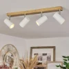 Plafonnierjavel Brun, Chrome, Couleur Bois, 4 Lumieres