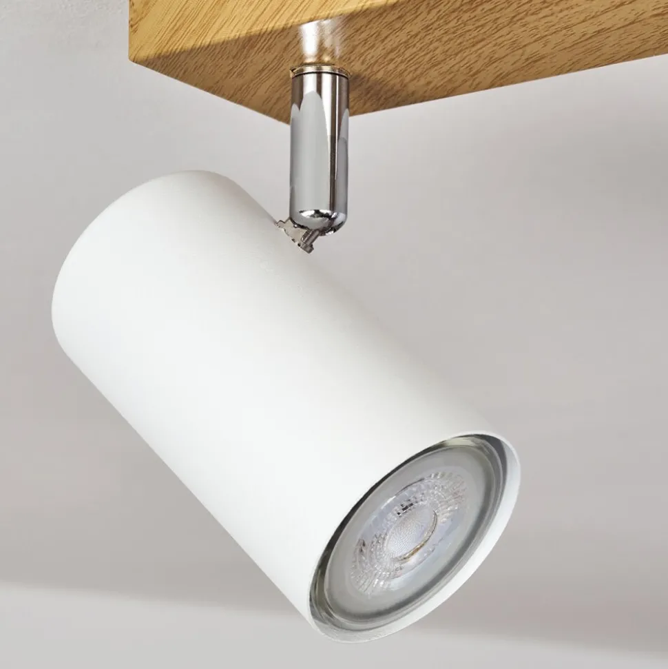 Plafonnierjavel Brun, Chrome, Couleur Bois, 4 Lumieres