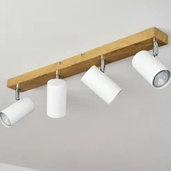 Plafonnierjavel Brun, Chrome, Couleur Bois, 4 Lumieres