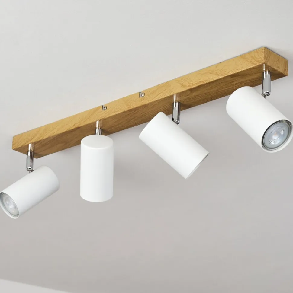 Plafonnierjavel Brun, Chrome, Couleur Bois, 4 Lumieres