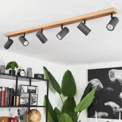 Plafonnierjavel Brun, Gris, Couleur Bois, 6 Lumieres