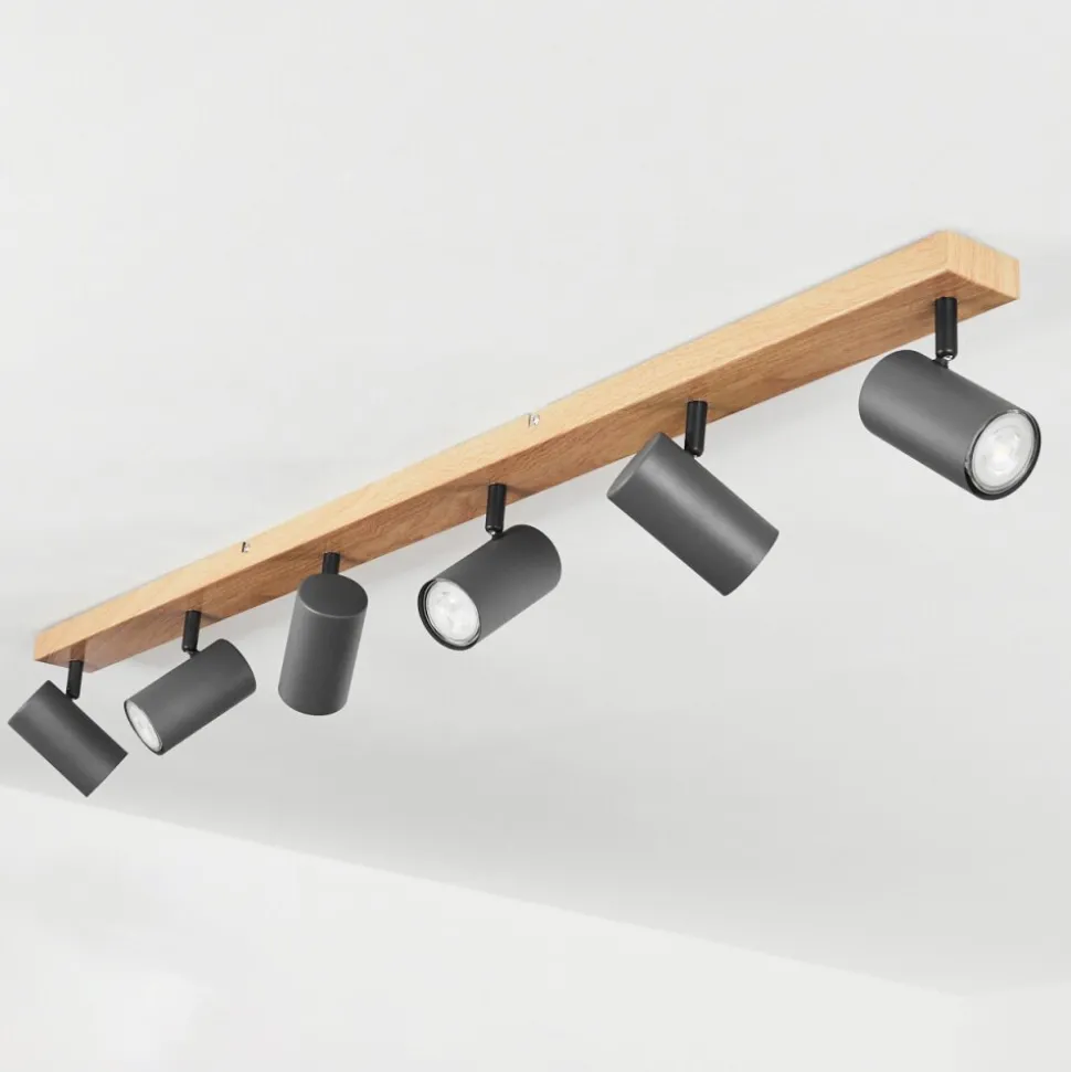 Plafonnierjavel Brun, Gris, Couleur Bois, 6 Lumieres