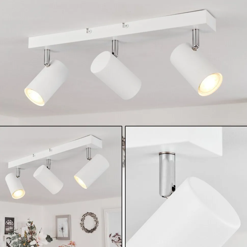Plafonnierjavel Chrome, Blanc, 3 Lumieres