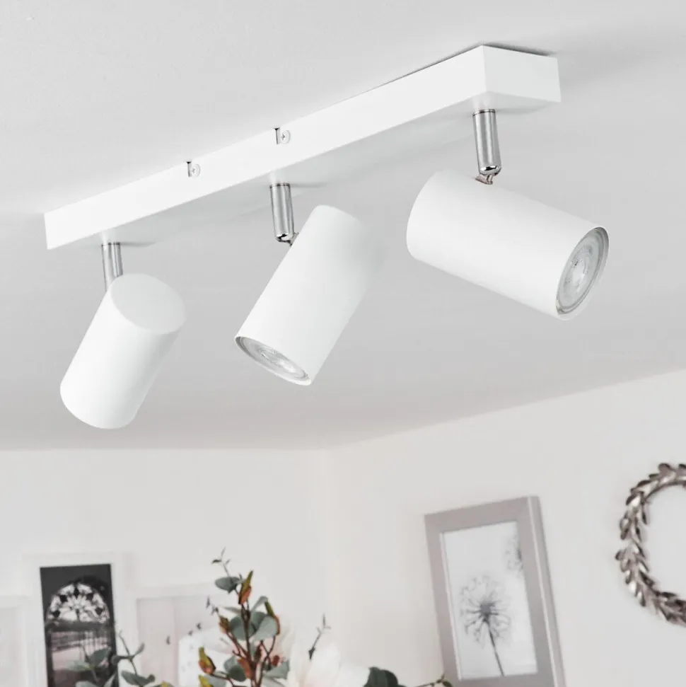 Plafonnierjavel Chrome, Blanc, 3 Lumieres