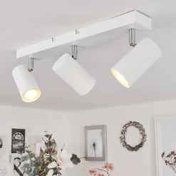 Plafonnierjavel Chrome, Blanc, 3 Lumieres