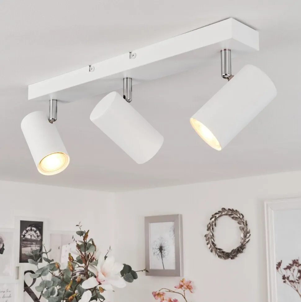 Plafonnierjavel Chrome, Blanc, 3 Lumieres
