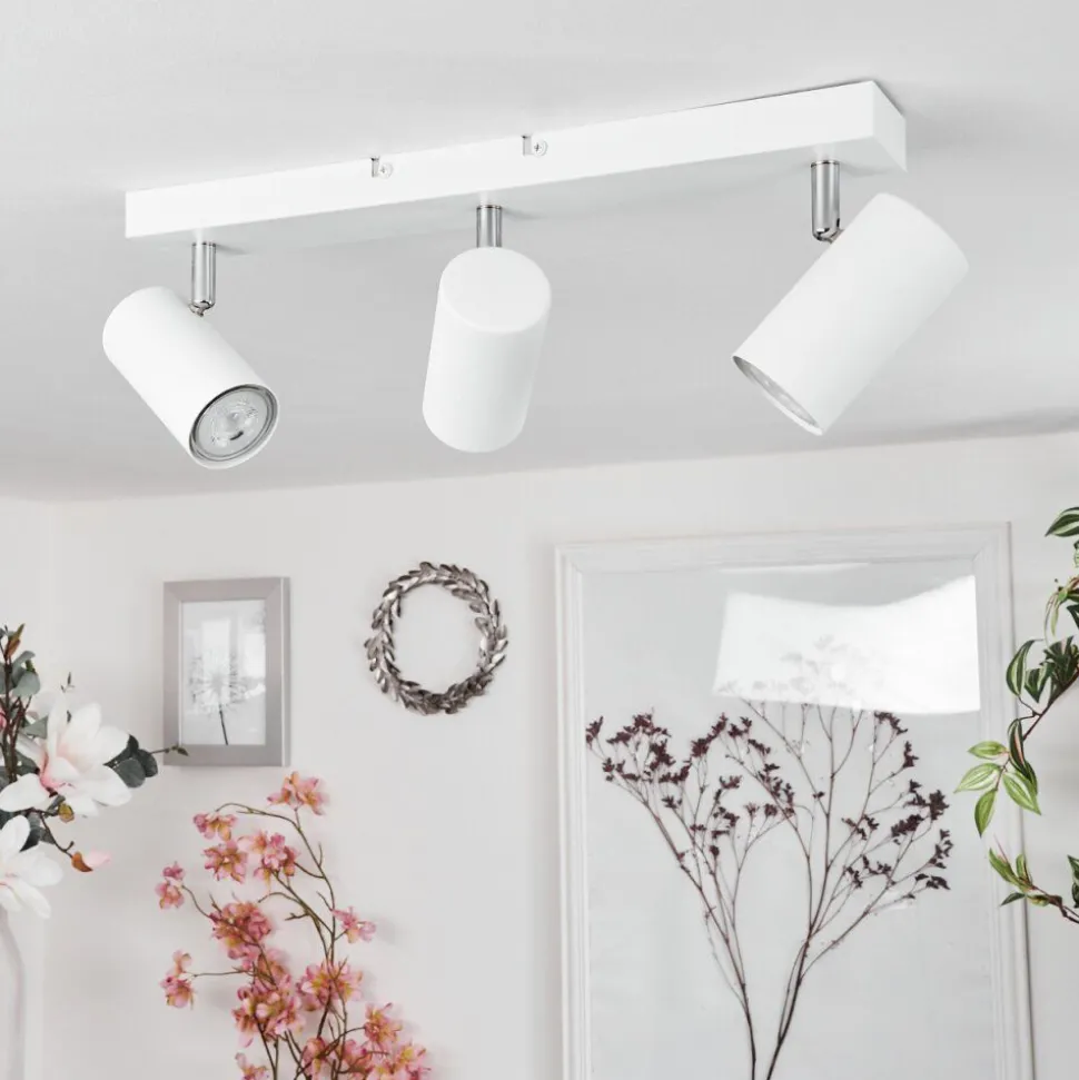 Plafonnierjavel Chrome, Blanc, 3 Lumieres