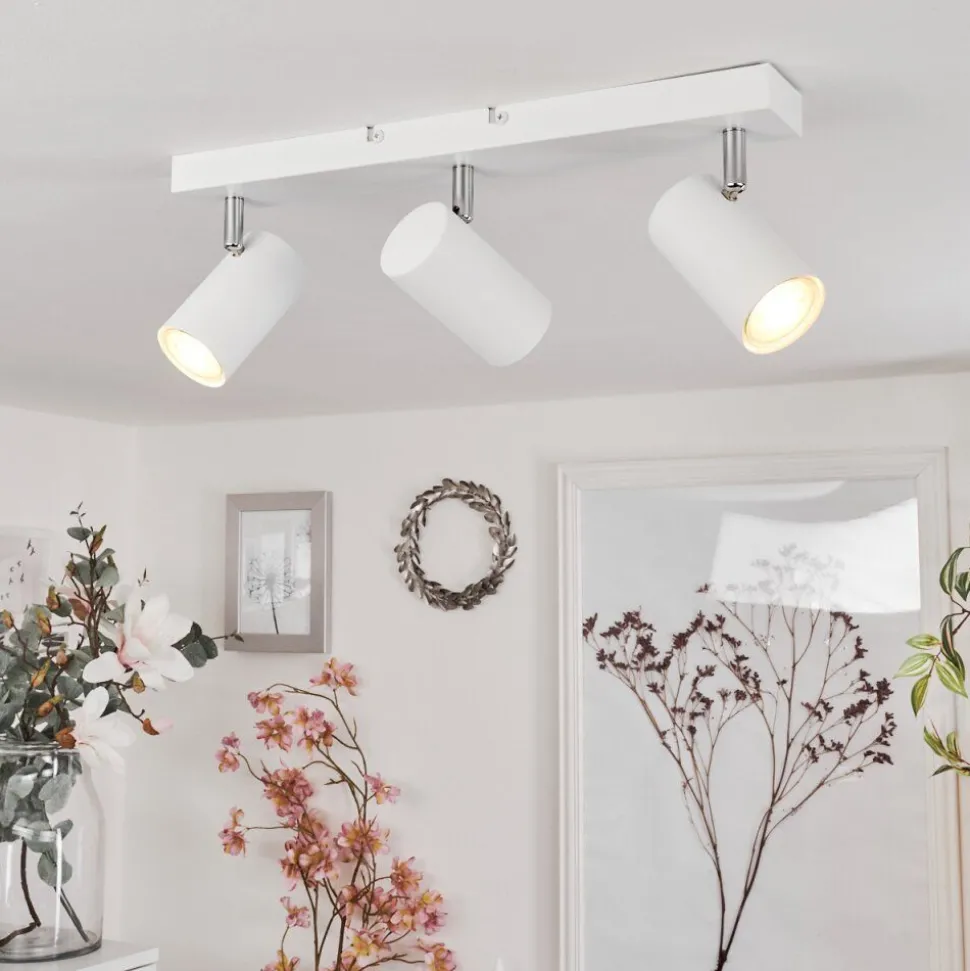 Plafonnierjavel Chrome, Blanc, 3 Lumieres