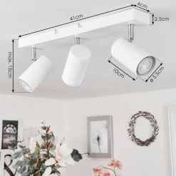 Plafonnierjavel Chrome, Blanc, 3 Lumieres