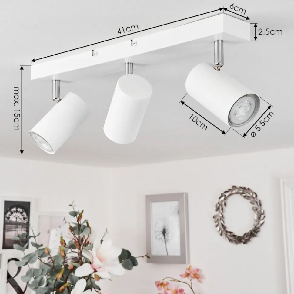 Plafonnierjavel Chrome, Blanc, 3 Lumieres