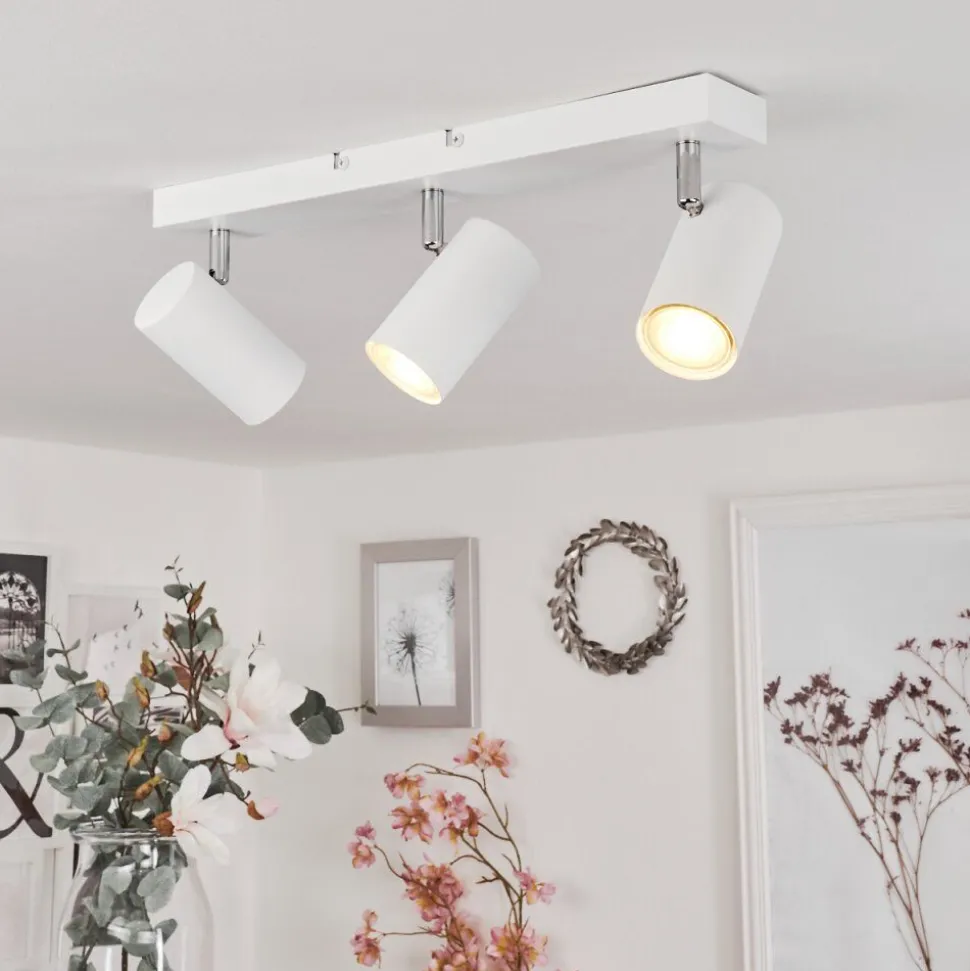Plafonnierjavel Chrome, Blanc, 3 Lumieres