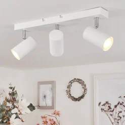Plafonnierjavel Chrome, Blanc, 3 Lumieres