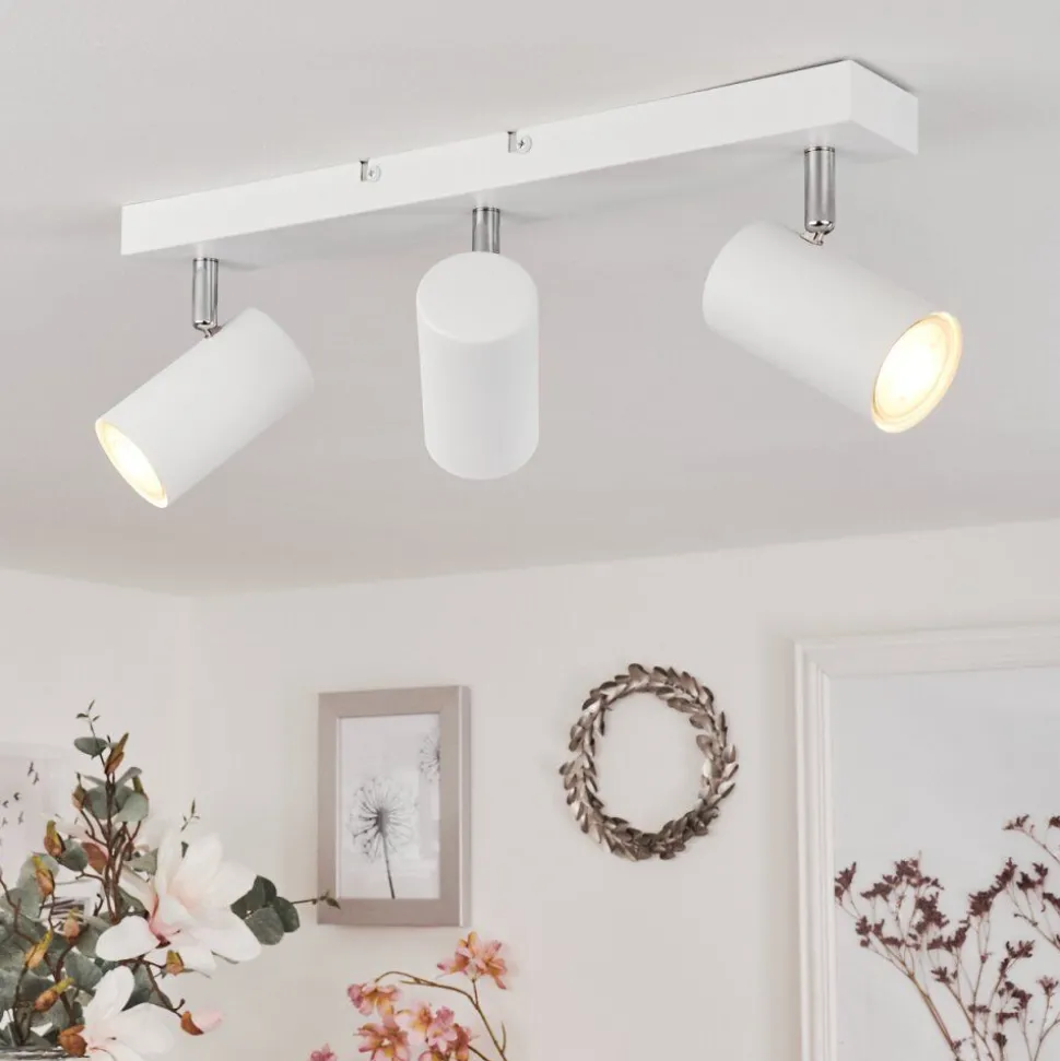 Plafonnierjavel Chrome, Blanc, 3 Lumieres