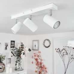Plafonnierjavel Chrome, Blanc, 3 Lumieres