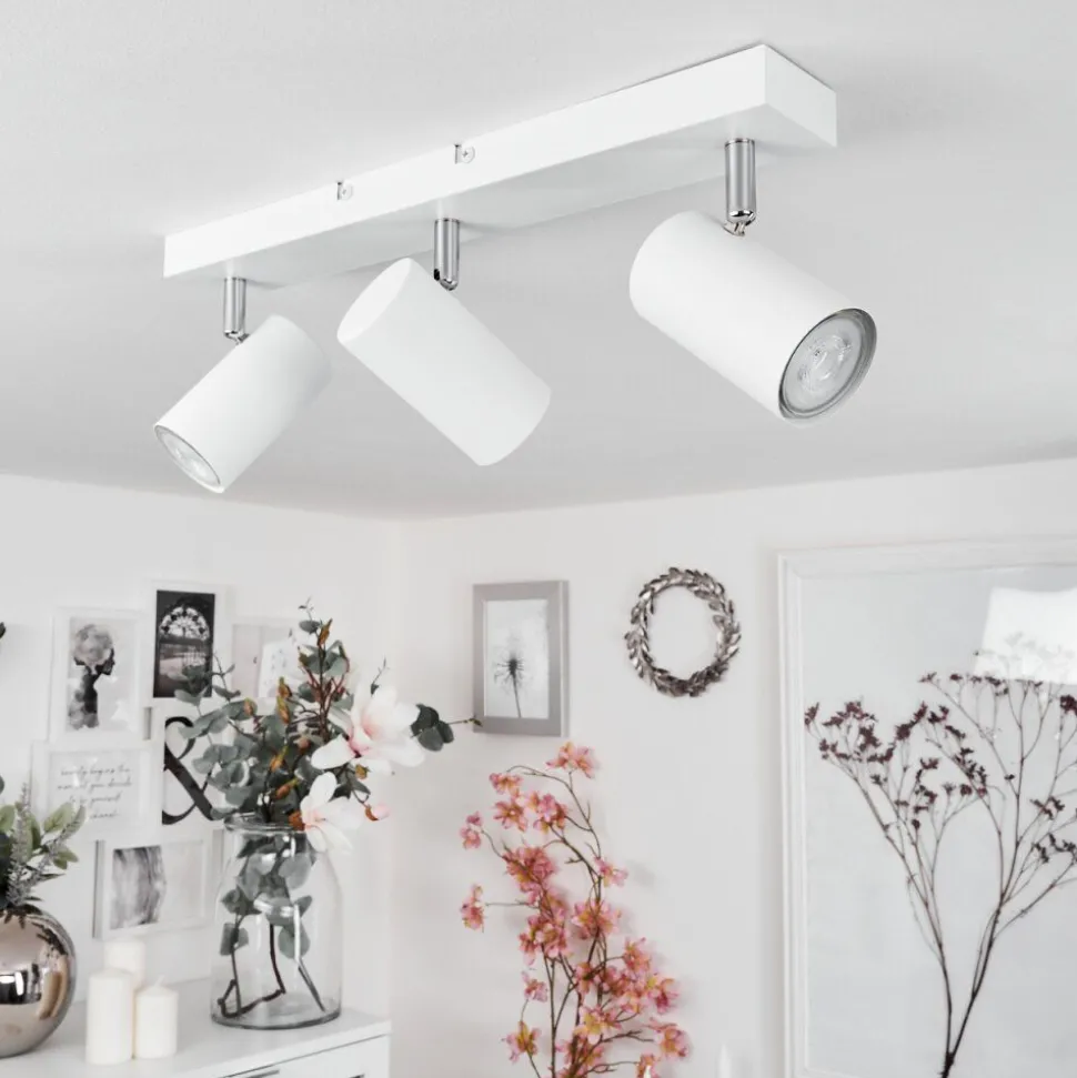 Plafonnierjavel Chrome, Blanc, 3 Lumieres