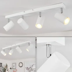 Plafonnierjavel Chrome, Blanc, 4 Lumieres