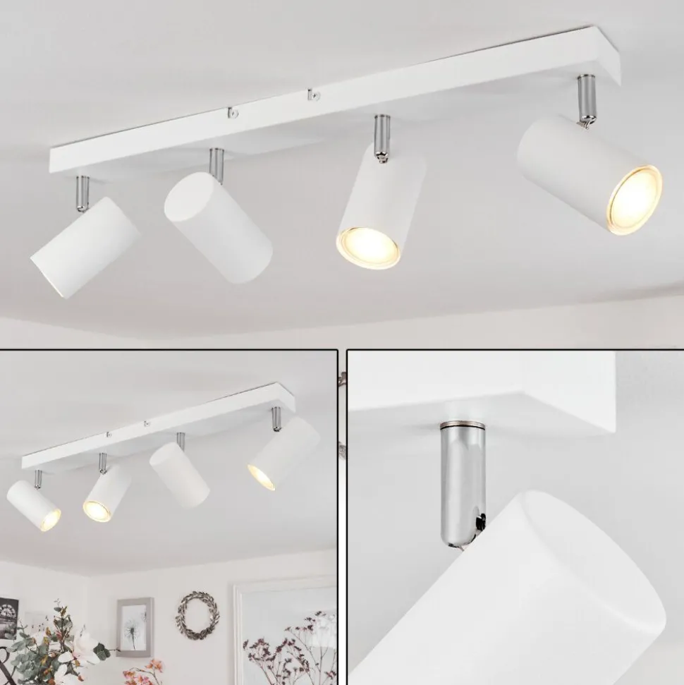 Plafonnierjavel Chrome, Blanc, 4 Lumieres