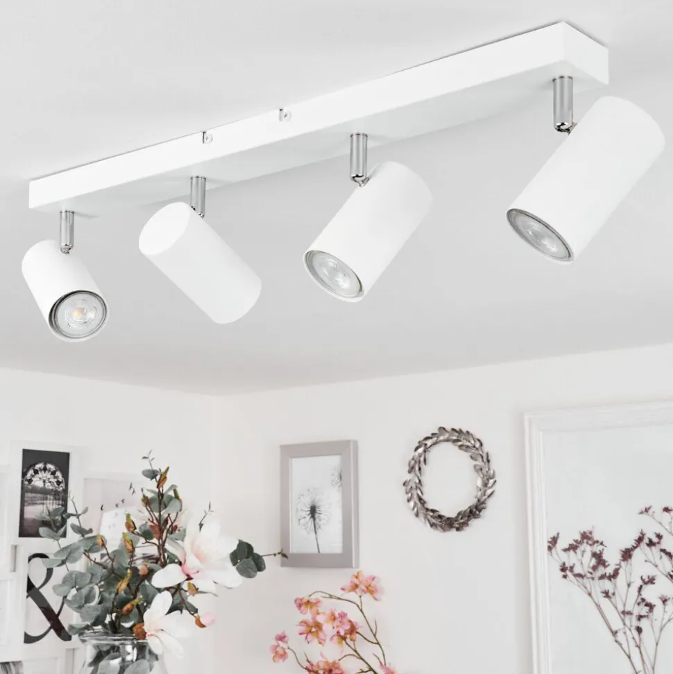 Plafonnierjavel Chrome, Blanc, 4 Lumieres