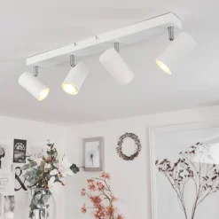 Plafonnierjavel Chrome, Blanc, 4 Lumieres