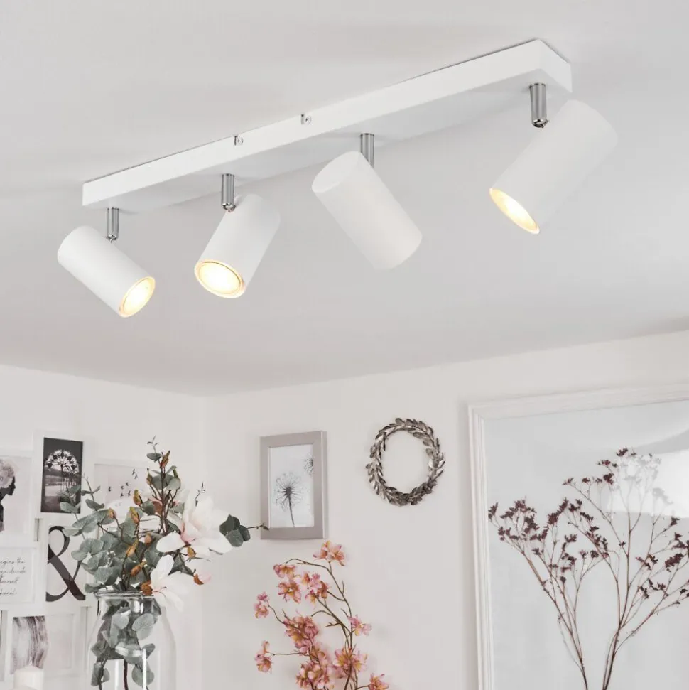 Plafonnierjavel Chrome, Blanc, 4 Lumieres